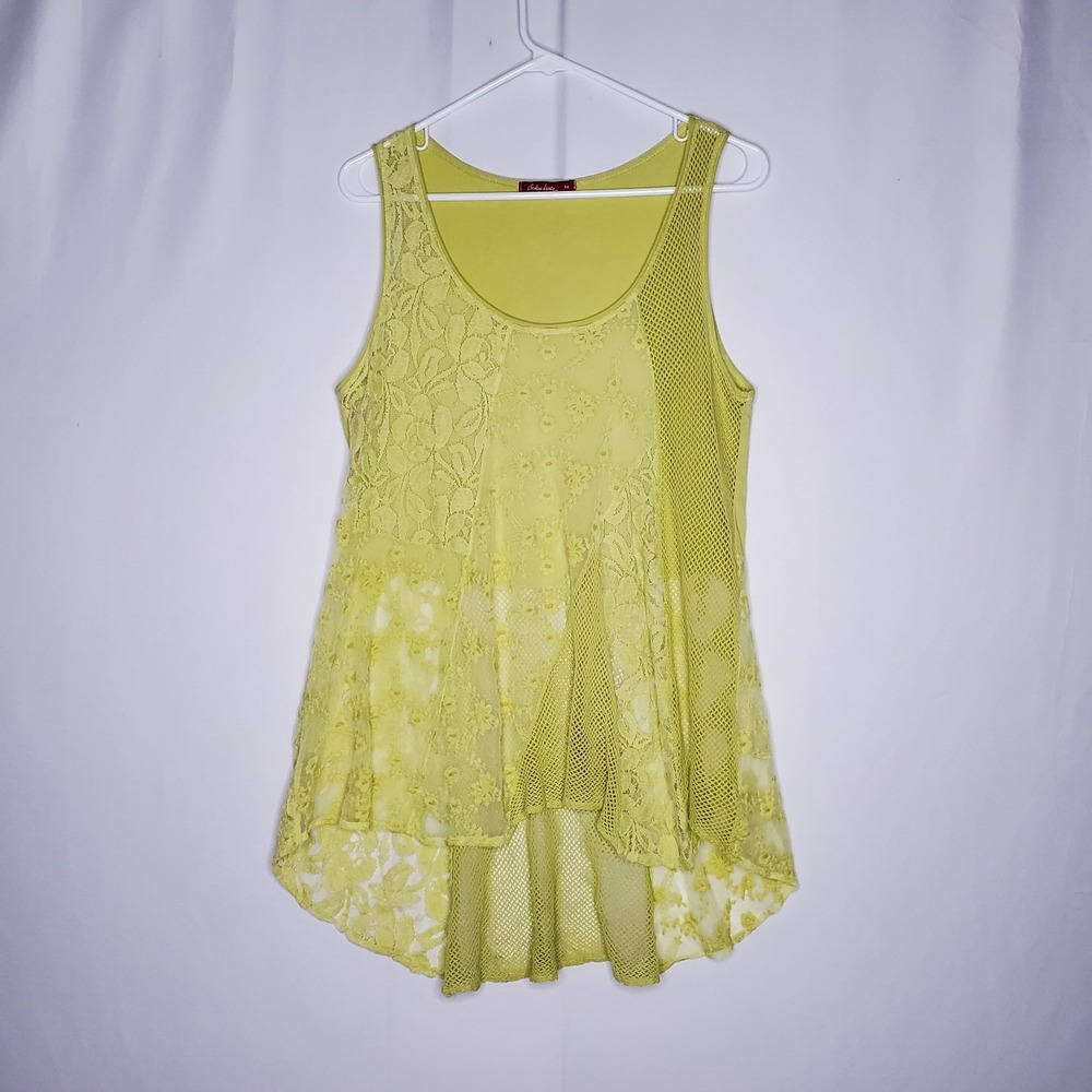 Barbara Lesser Sheer Lace Tank Top Women Romantic Forest Fairy Grunge Artsy Y2K